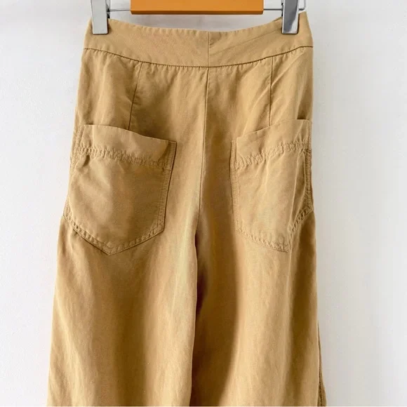 Massimo Dutti Linen Lyocell Cropped Pants High Rise Beige XS Size US 2 - Picture 9 of 10